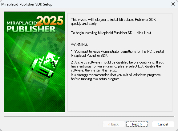 Miraplacid Publisher : Installation Step 1/5