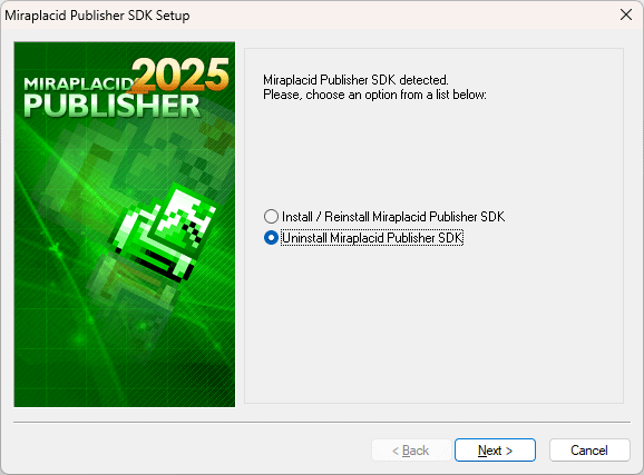 Miraplacid Publisher : Uninstallation Step 1/2