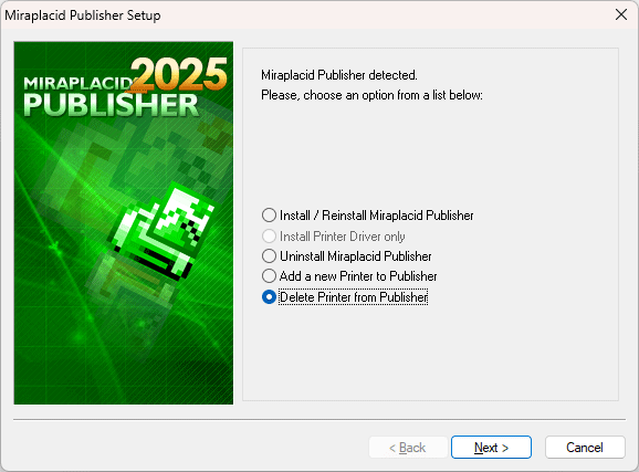Miraplacid Publisher : AddPrinter Step 1/2