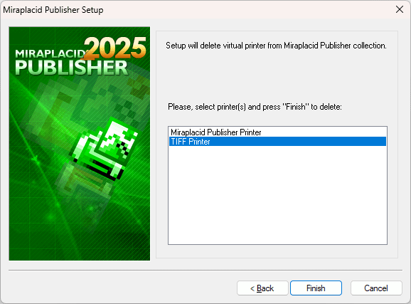 Miraplacid Publisher : AddPrinter Step 2/2