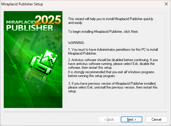 Miraplacid Publisher : Driver Installation Step 1/3
