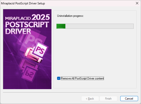 Miraplacid PostScript Driver : Uninstallation Step 2/2