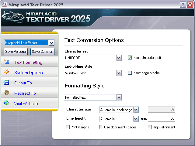 Miraplacid Text Driver